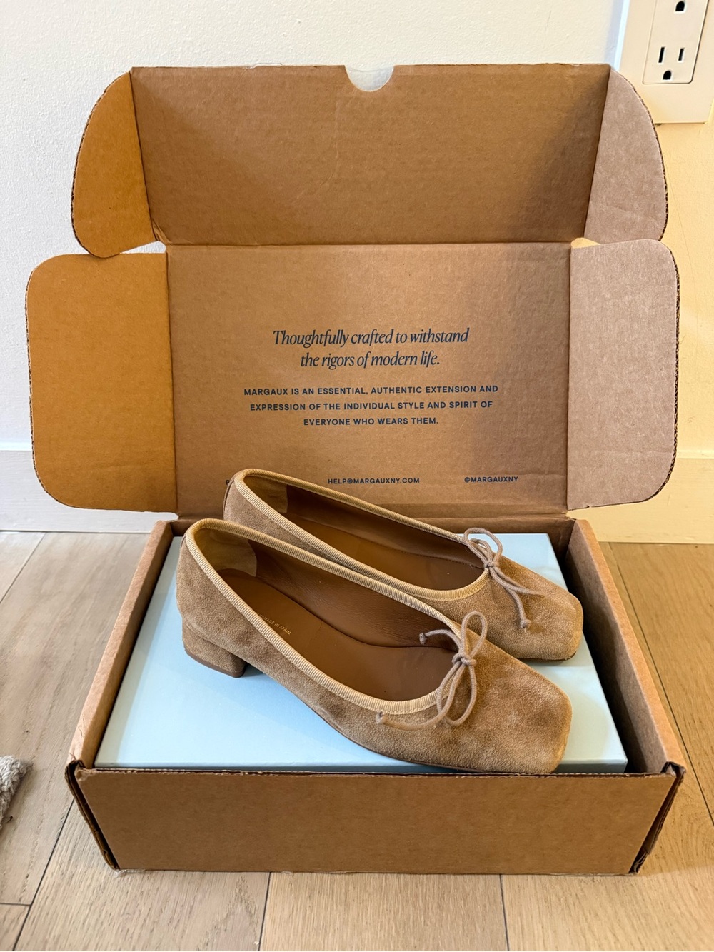 Margaux Ada Flat Biscotti Suede - Picture 2 of 5